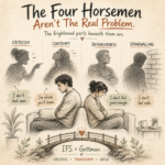 Gottman's Four Horsemen — criticism, contempt, defensiveness, stonewalling — explained with their antidotes and an IFS view of the parts beneath them